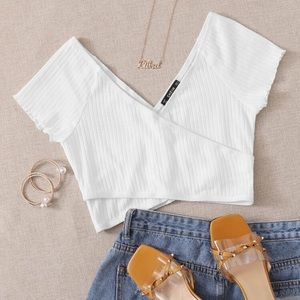 shien cross wrap solid crop top